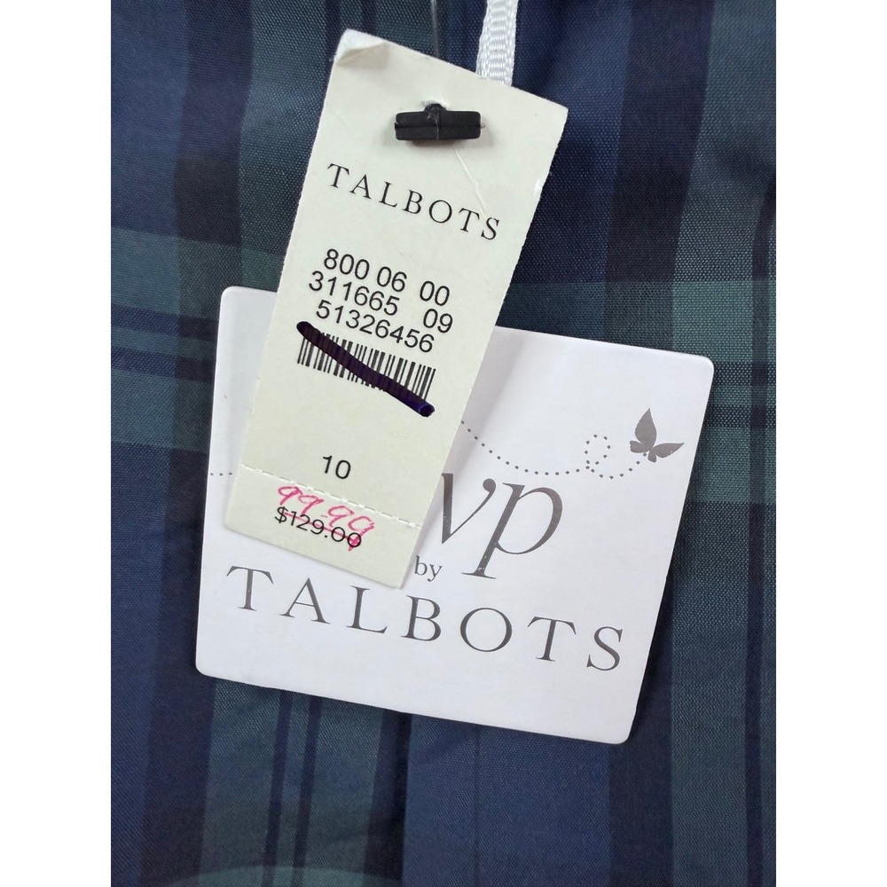 Talbots RSVP Plaid Pleated Skirt 10 Blue Green NEW Black Watch Tartan A-Line - Picture 2 of 9